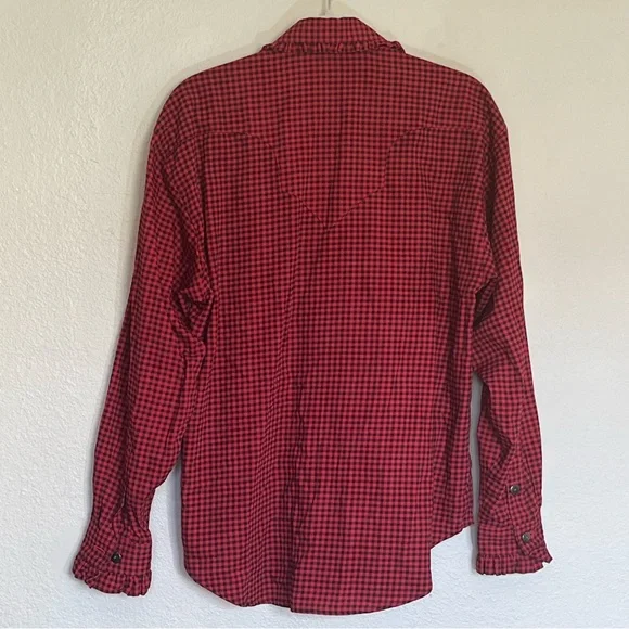 Frontier Classics Red Gingham Ruffle Bib Blouse – Size L Western Victorian Style - Picture 2 of 10